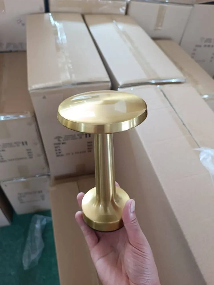 Gold iron rechargeable touch atmosphere small night light for bedroom or desk