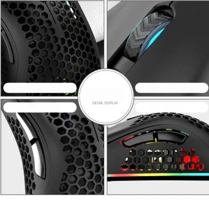 Hollow out design wireless computer mouse with luminous effects in black, cyan or white colours