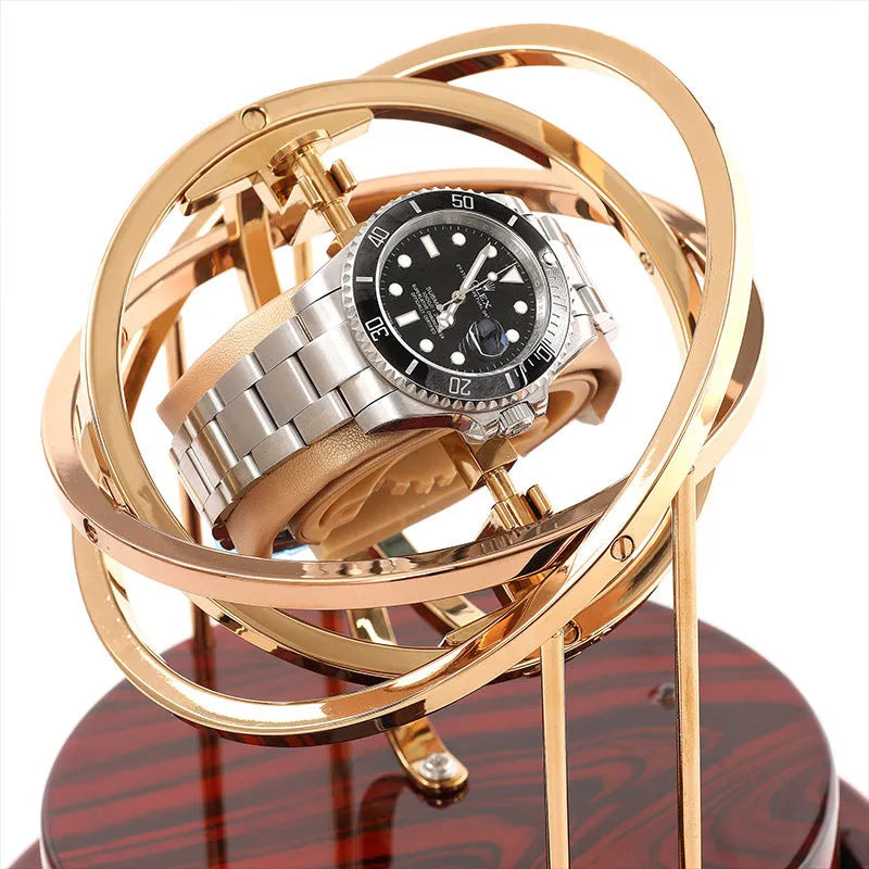 Glass cover mechanical watch shaker with Japan Mabuchi silent motor, 18cm x 18cm x 23cm, Gold or Silver, two pillows included