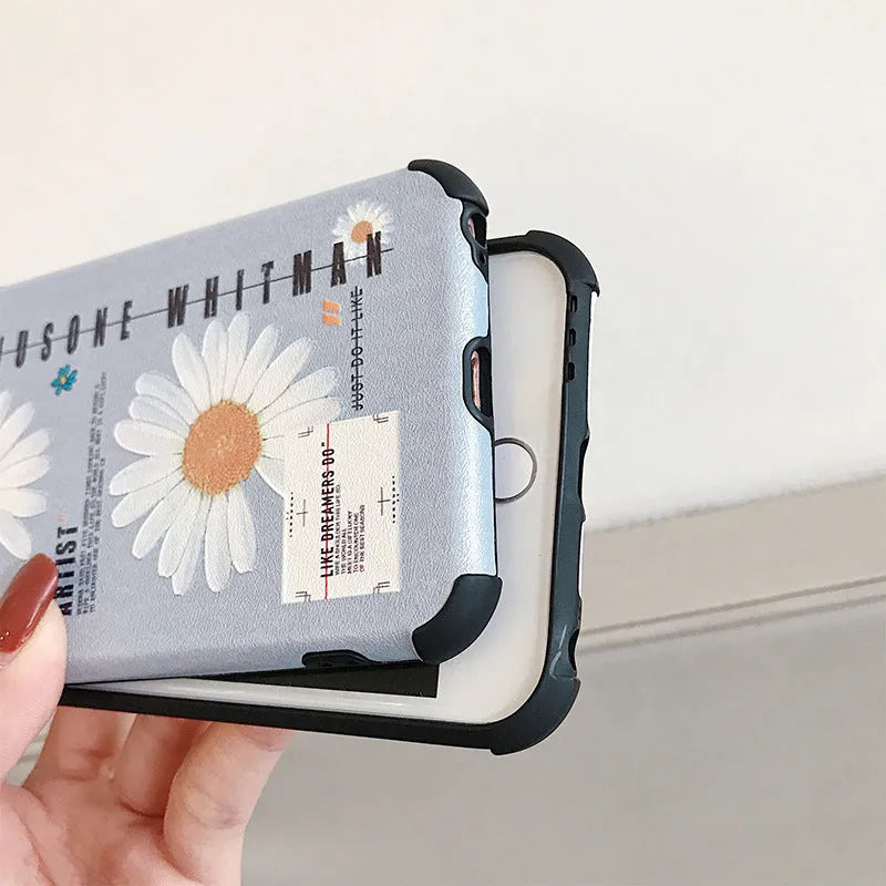 Daisy Samsung phone case TPU back cover in blue with daisy print for Samsung A50