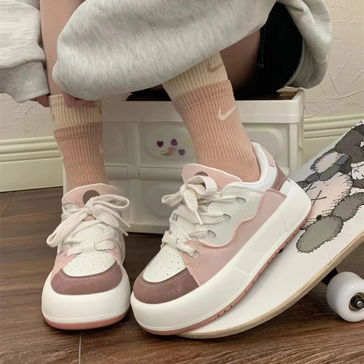 Green women's casual shoes with flat heel and round toe design showing pu mesh upper material