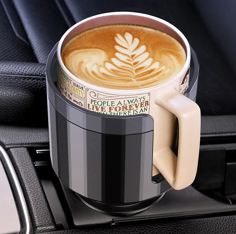 Matte black car cup holder expander adapter for oversized bottles and large cups