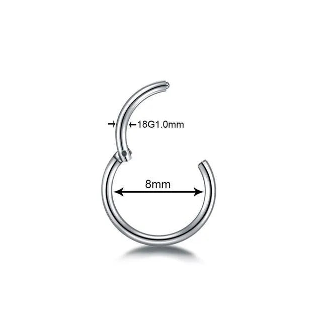 G23 titanium segment hinged ring nose clicker piercing in silver, gold, black, rose gold, rainbow colours