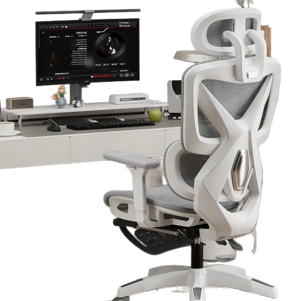 Ergonomic mesh gaming chair with adaptive lumbar support, 4D adjustable armrests, and choice of nylon or aluminium alloy foot