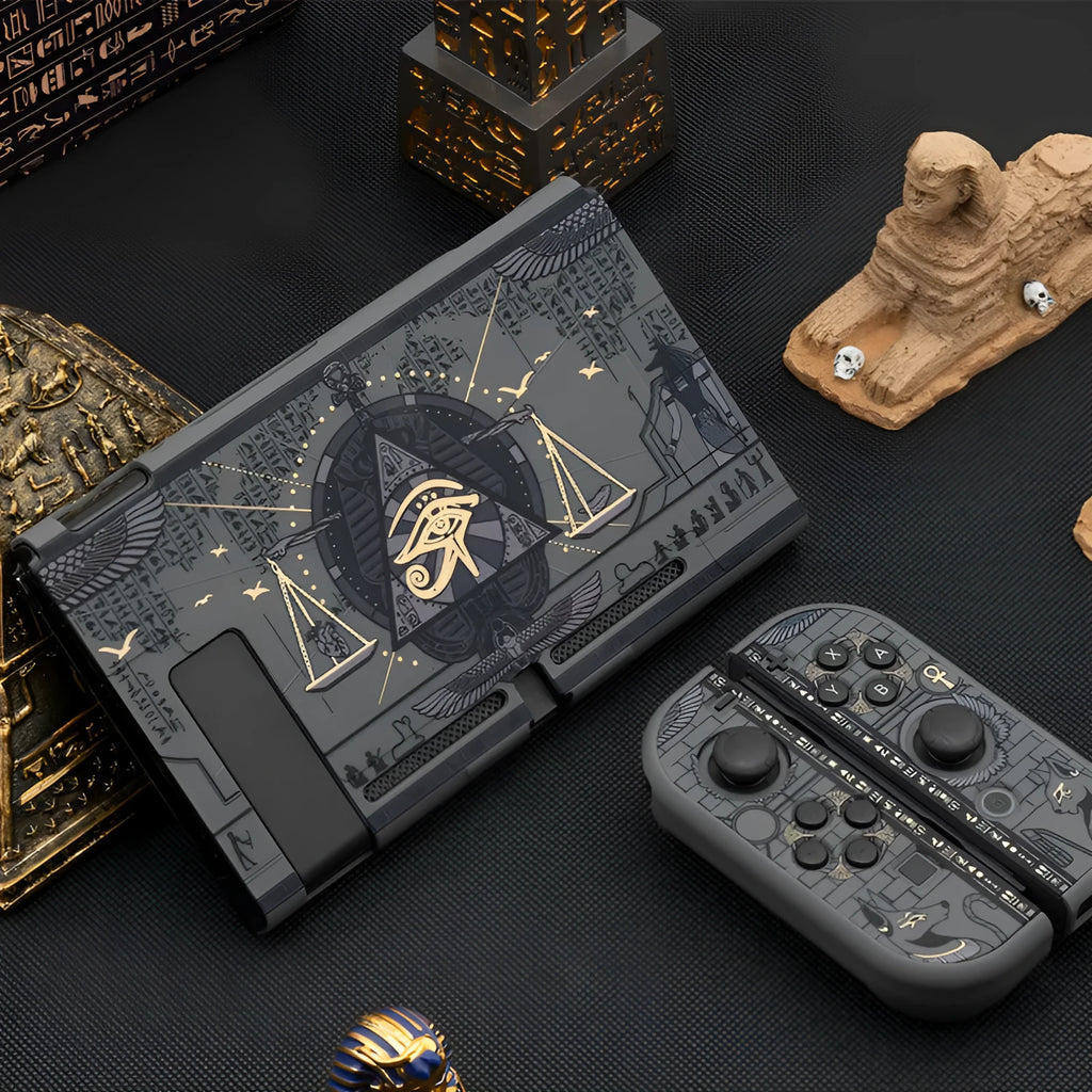 Mysterious Egypt Switch protective shell black hard cover with back grip on Nintendo Switch