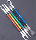Five-piece plastic tool disassembly set with stainless steel crowbar blades for component removal