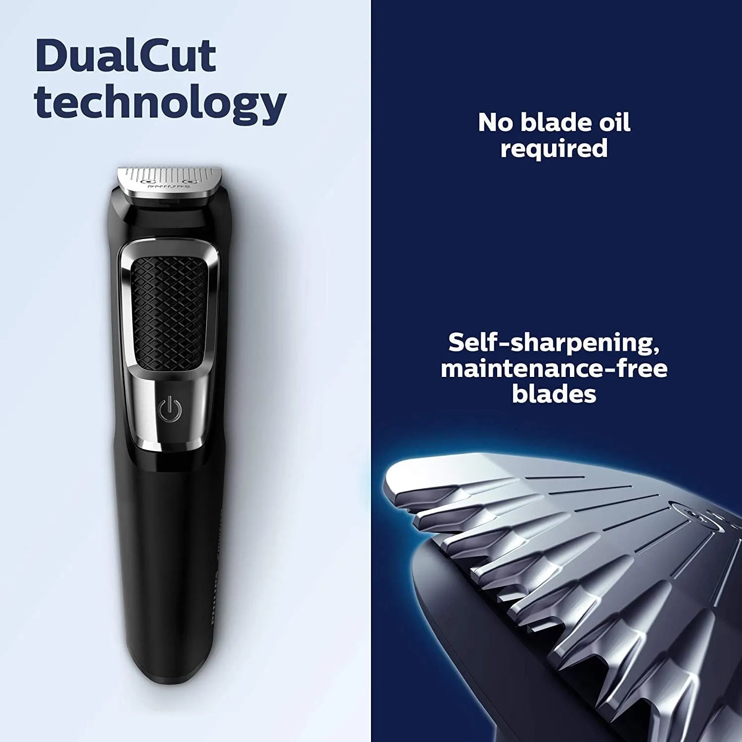 A standard-colour nose and beard hair clipper with a compact design, shown with a cleaning brush.