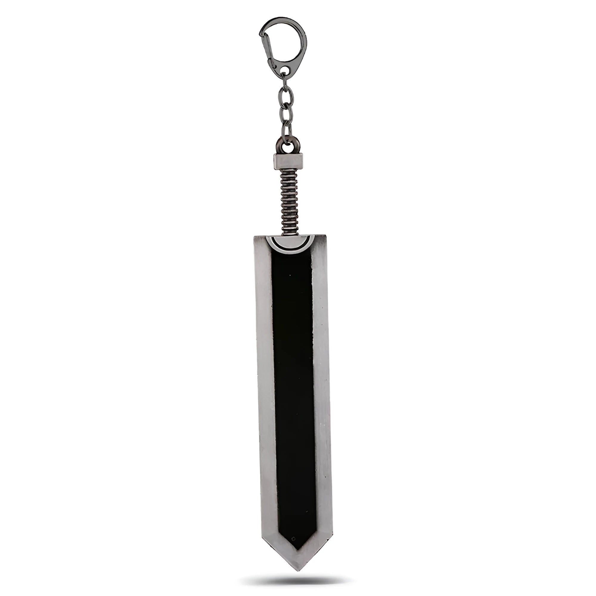 Sword Wind Legend black zinc alloy keychain pendant 2x12cm on neutral background