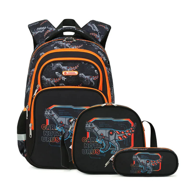 Lightweight Oxford cloth primary school schoolbag with animal pattern and curved shoulder straps, Grades 1-4.