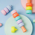 Set of 6 novelty cookie-shaped fluorescent highlighter pens in macaron colours with detachable design