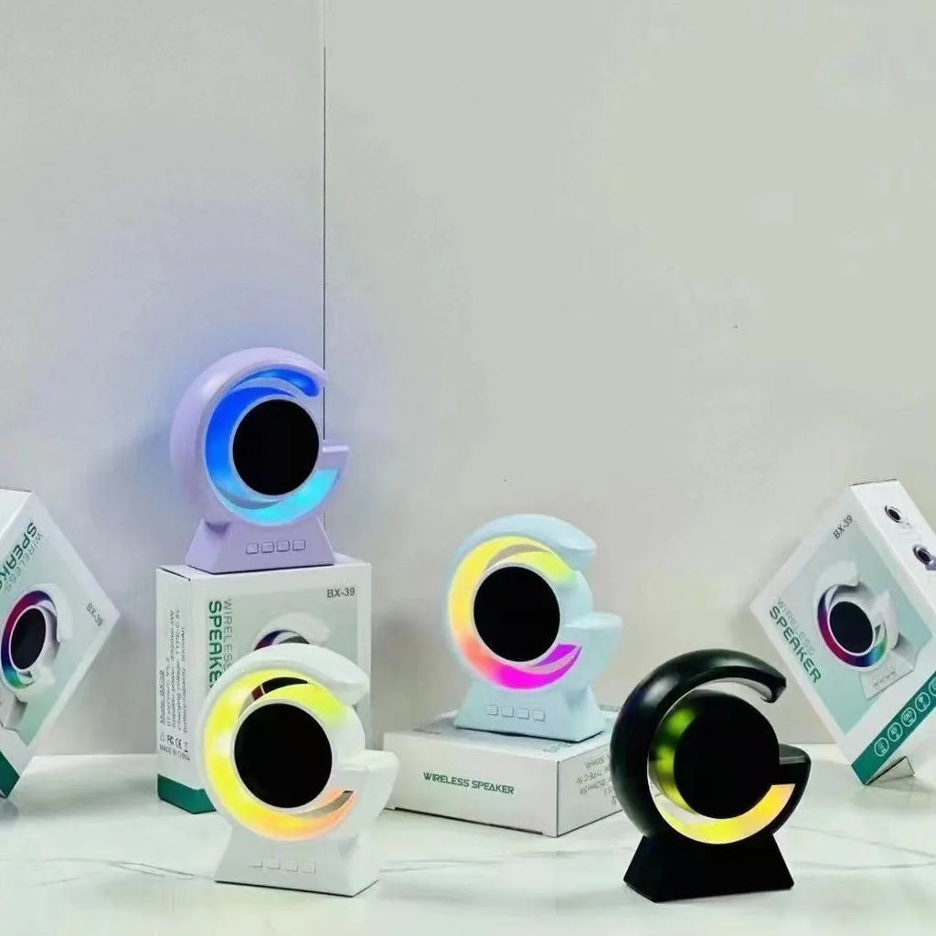 Mini Bluetooth speaker with card insertion and voice prompt, available in black, purple, white and light blue