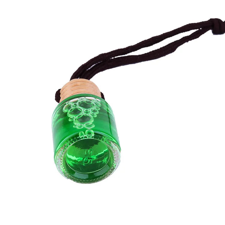Glass bottle car air freshener hanging ornament with six fragrance options