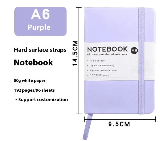 A5 diary notebook with soft skin-feel PU leather cover, strap closure, and horizontal line inner pages