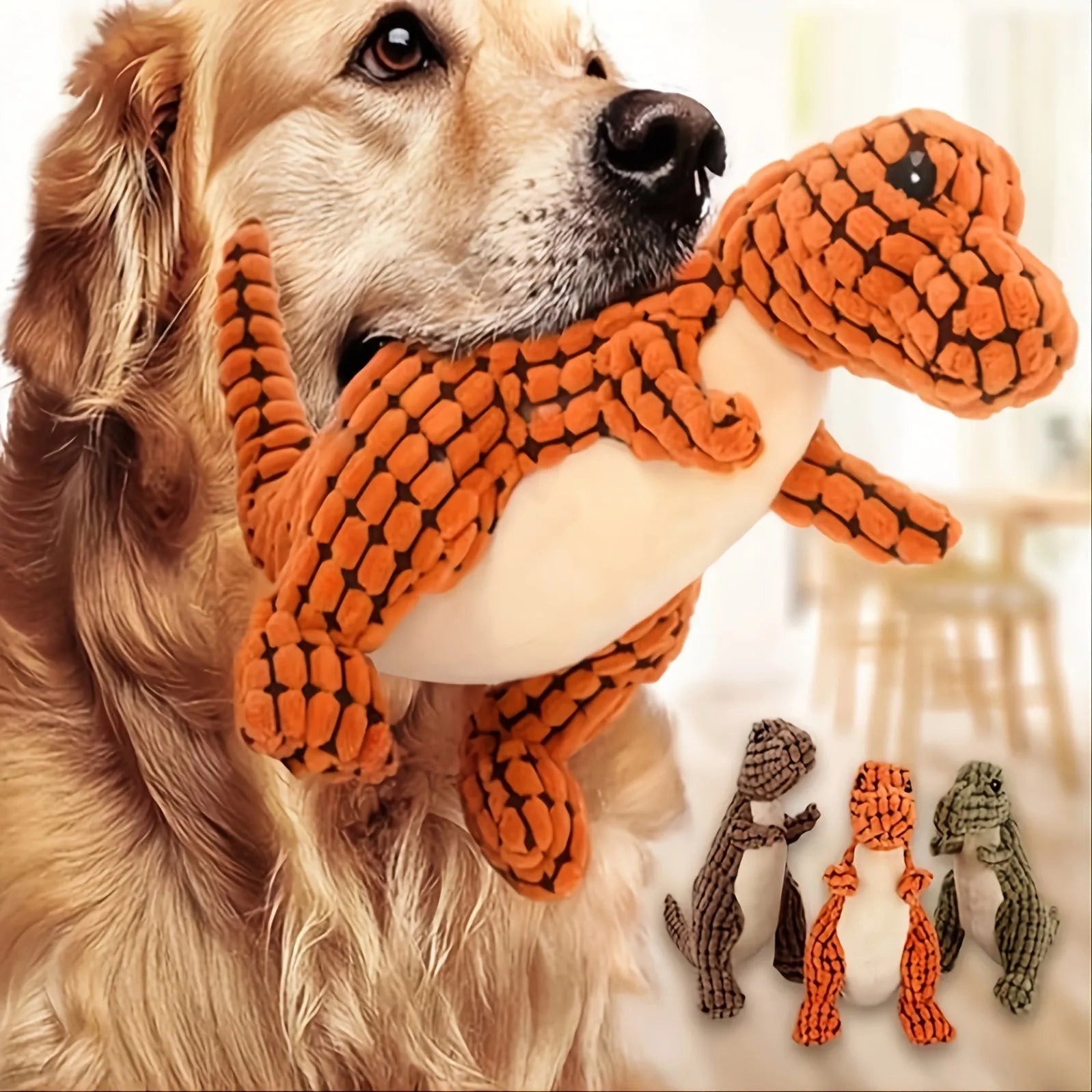 Sound-making bite-resistant dog toy in grey, green and orange colour options