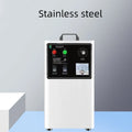 Household ozone generator for fruit and vegetables in stainless steel or white finish.