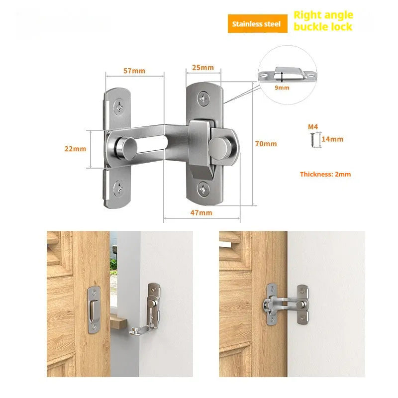 Stainless steel and carbon steel sliding door lock with flat shackle for barn doors