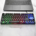 87-key wired mechanical keyboard for gaming and typing, compact USB layout, 36.5cm wide