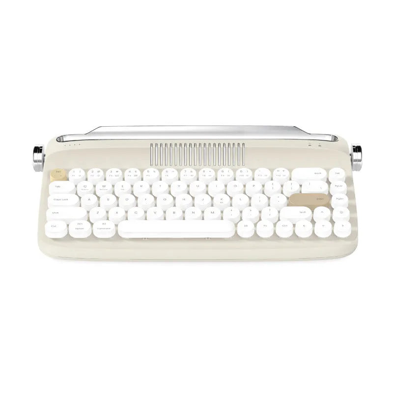B307 Rechargeable Retro Bluetooth Wireless Keyboard with ABS Construction, Universal Compatibility, and Choose from White, Ivory Yellow, Green, Pink, or Sand Beige Colour Options