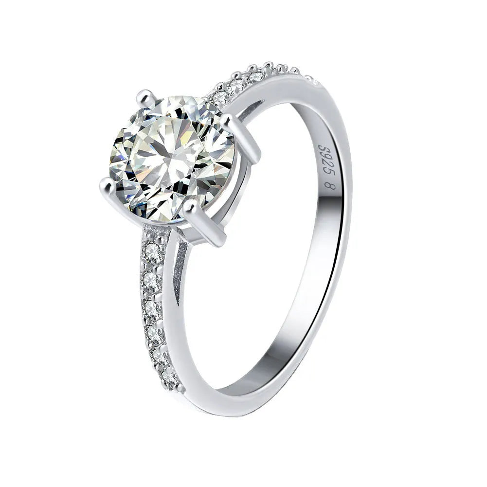 S925 sterling silver crown ring with AAA zircon inlay, silver colour, sizes 5 to 9