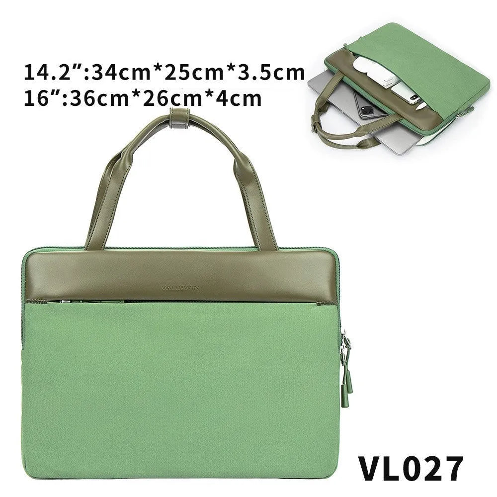 Waterproof polyester laptop sleeve 14.2 inch in light gray with soft handle and zipper pocket