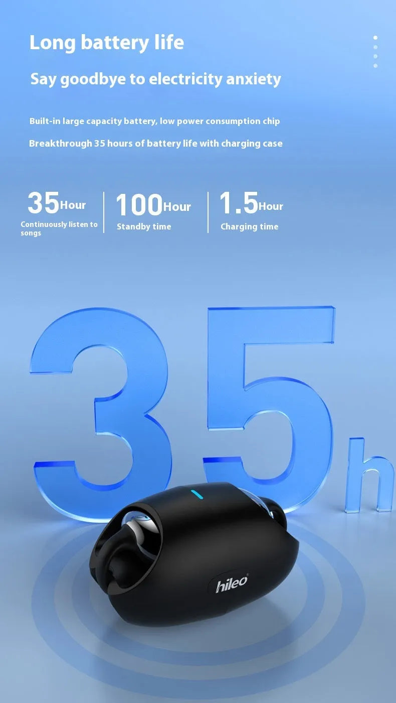Clip-on true wireless Bluetooth headset sports non in-ear stereo earphone black white colour