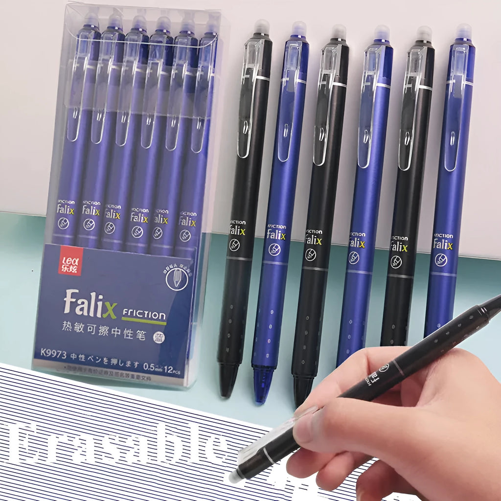 Hot Erasable Push Gel Pen with 0.5mm stainless steel nib in plastic casing.