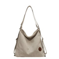 Women's large-capacity canvas shoulder bag, square vertical model, 34cm x 34cm x 17cm, single strap, black khaki beige