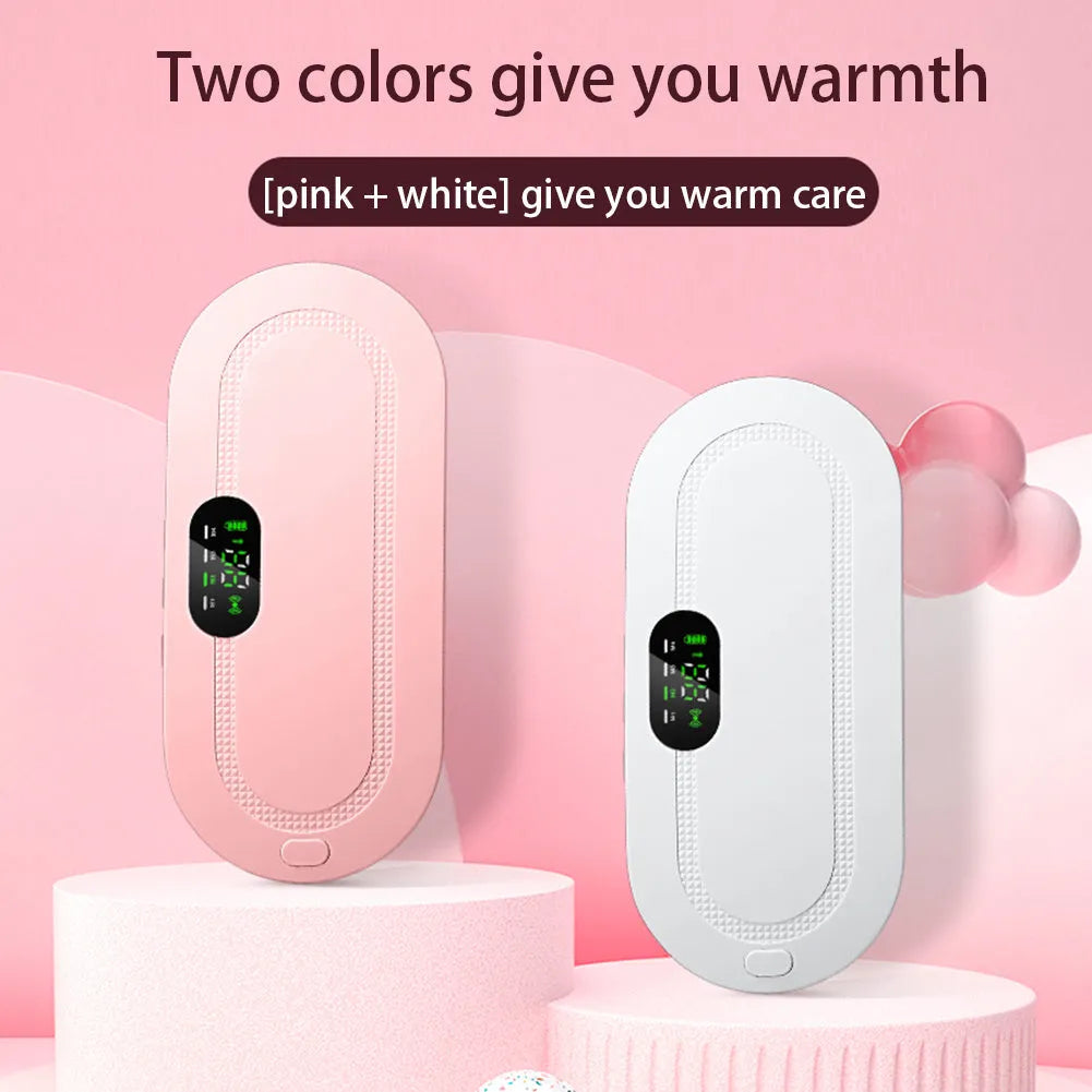 Pink smart menstrual heating belt with digital controller on a 1.5 metre cable.