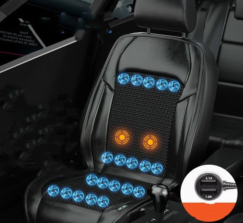Ventilated car seat cushion with cooling fan grid in ABS material