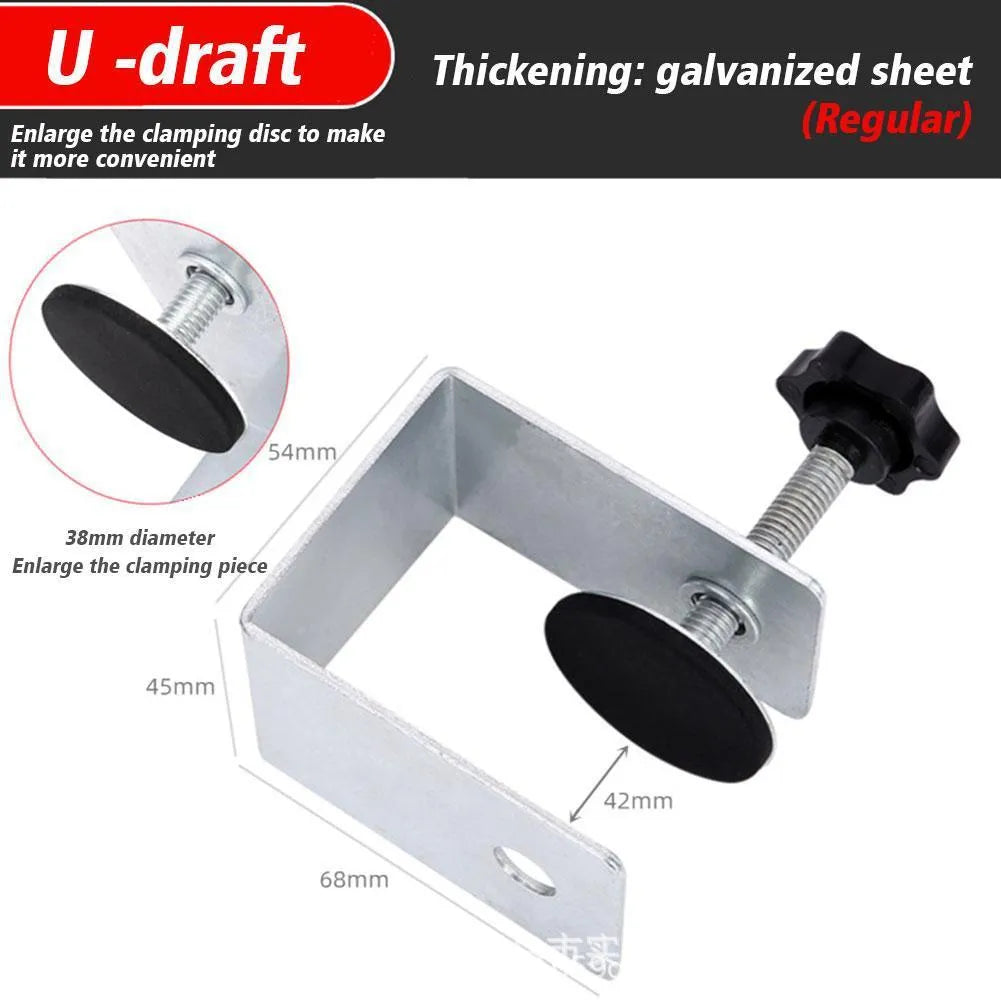 Drawer panel fixing clip in stainless steel or galvanised metal for wood board attachment