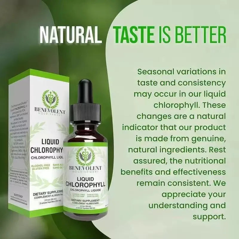 60ml bottle of natural chlorophyll drops with dropper for adult intestinal care