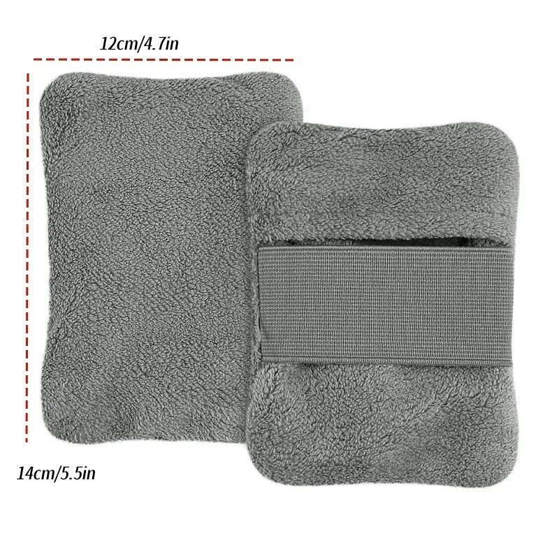Reusable beach sand remover towel made of coral fleece in blue colour showing size 14x12cm