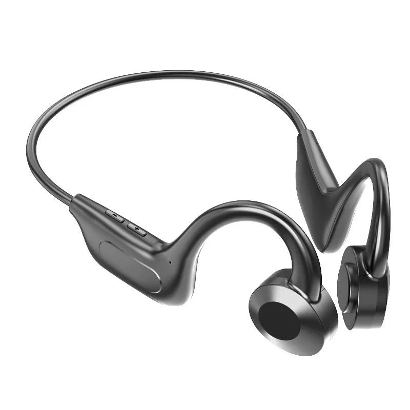 Black VG02 wireless sports headset with ear-mounted design and Bluetooth connectivity