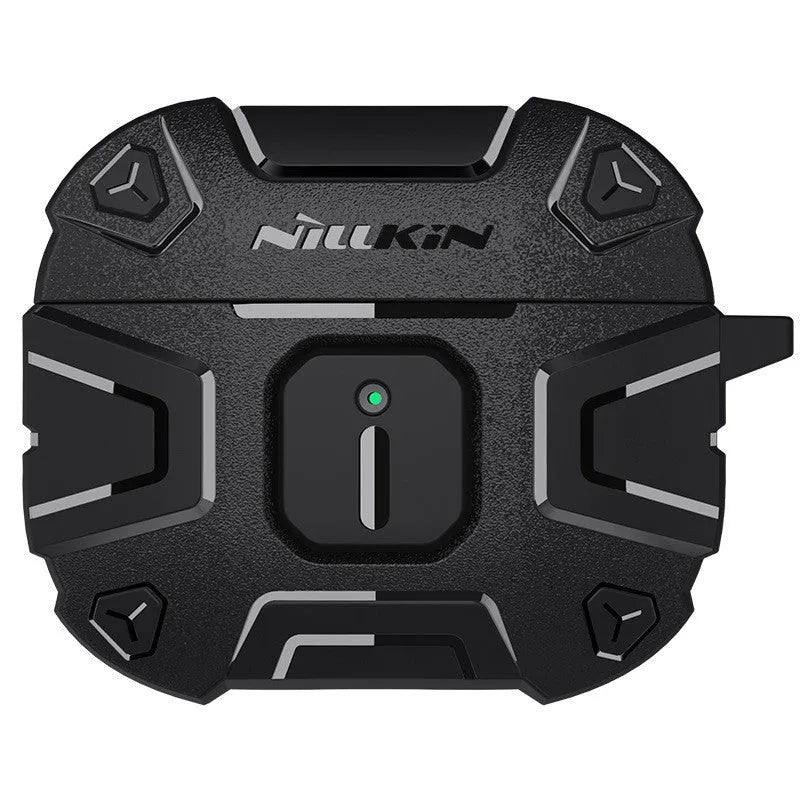 Black TPU silicone drop-resistant battle shield protective case for AirPods 3, soft shell jacket style