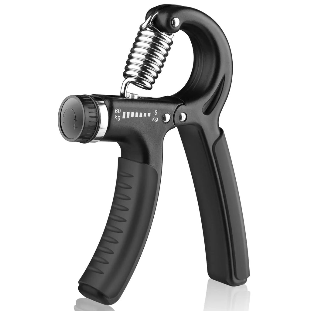 Adjustable hand-muscle developer spring grip in black for professional finger strength training