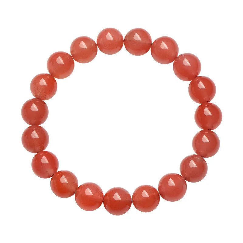 Natural cherry red agate bracelet with polished scattered beads, shown in a single circle style.