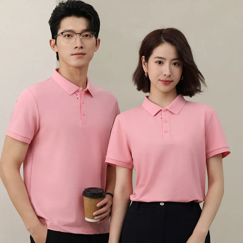 Solid colour ice silk catering polo shirt for hospitality staff, shown in multiple colour options.