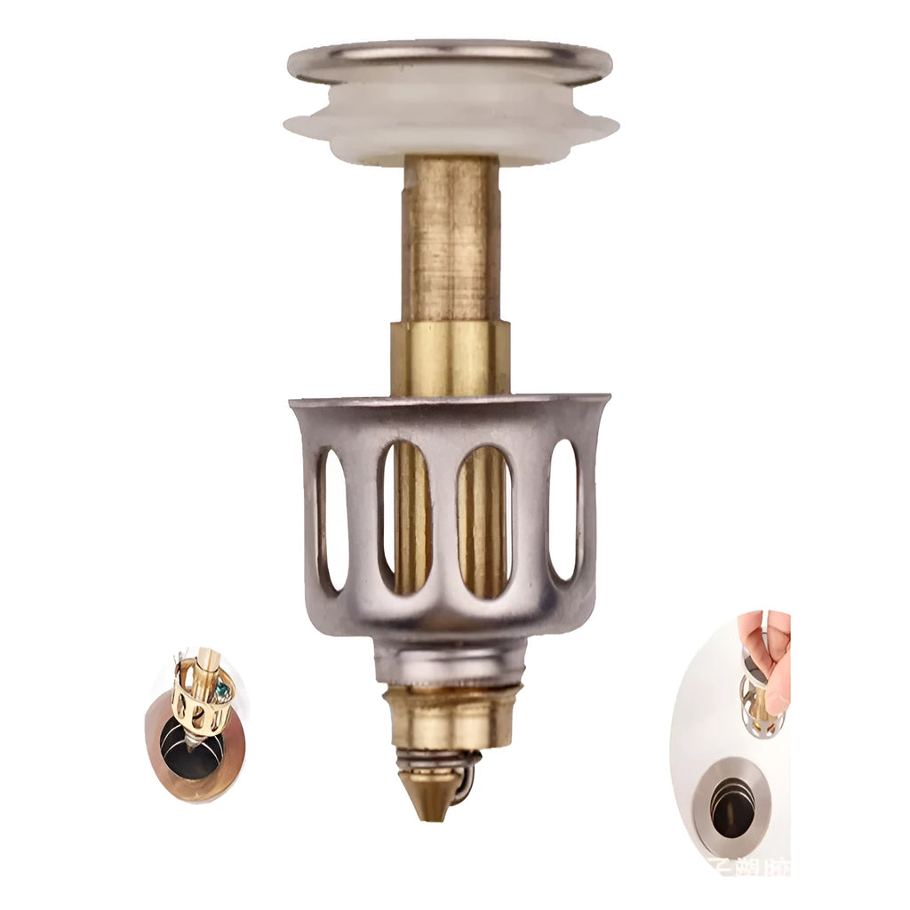 White copper kitchen sink filter element with manual press bounce for single basin artificial stone countertops