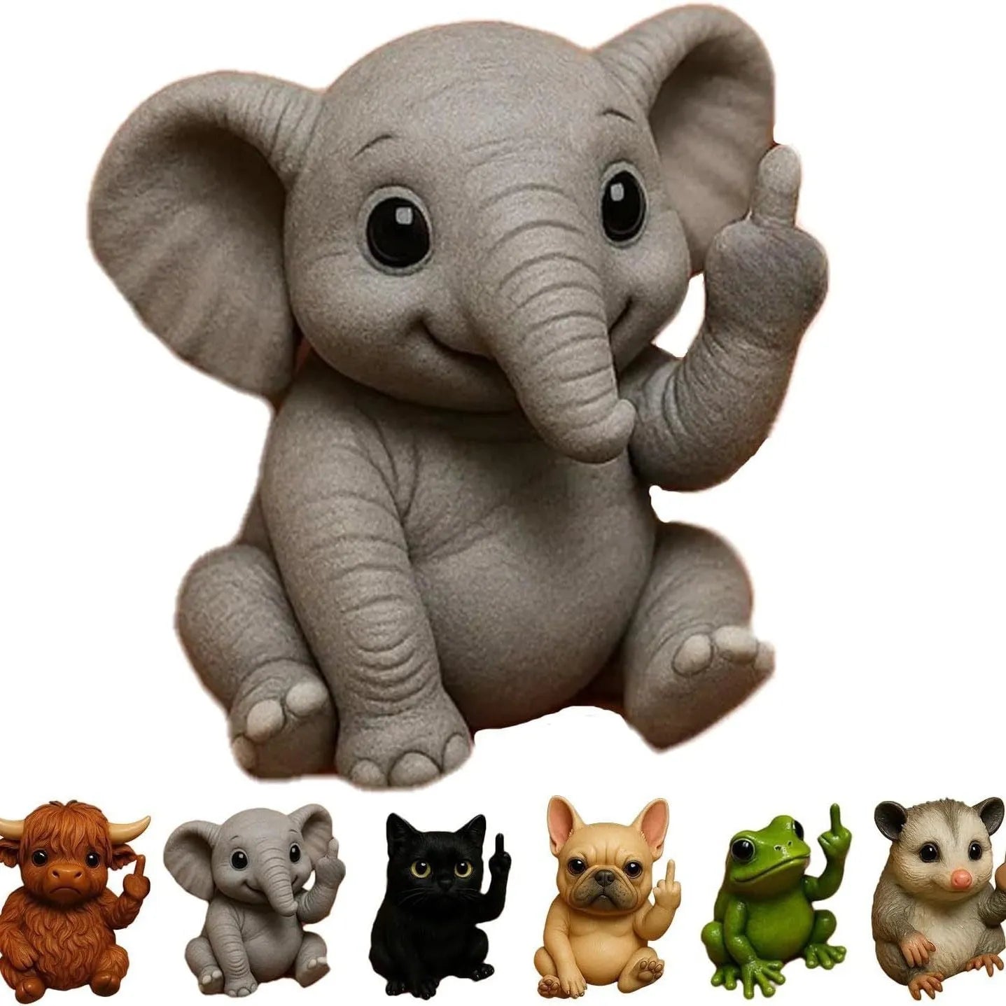 Resin animal middle finger doll ornament showing detailed animal character design with extended hand gesture