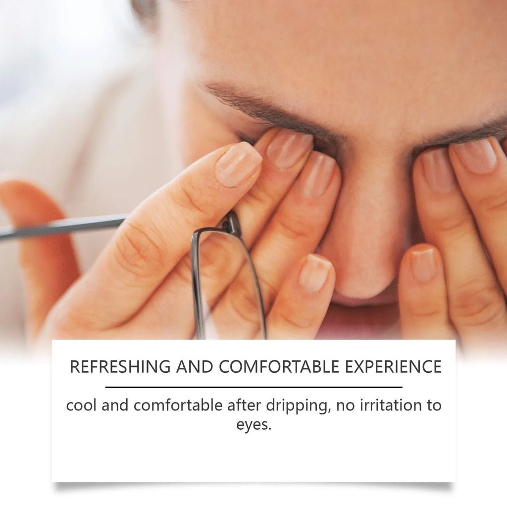 Bottle of mint and sodium hyaluronate moisturising eye drops for gentle eye care.
