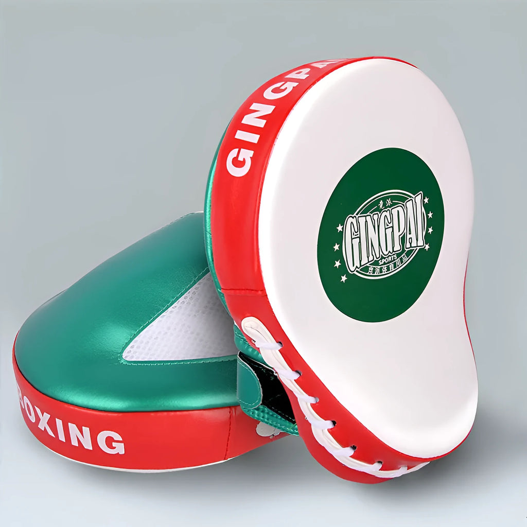 Vertical golden PU leather boxing sanda baffle target for home training.