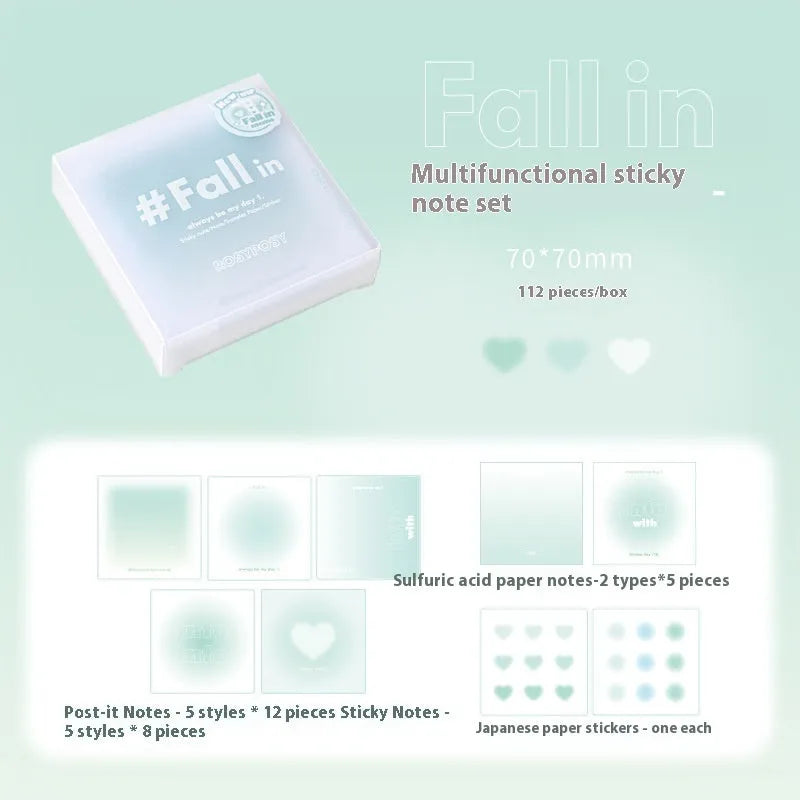 Square 70mm multifunctional notepad with gradient parchment paper in blush, green, purple, and blue colour options