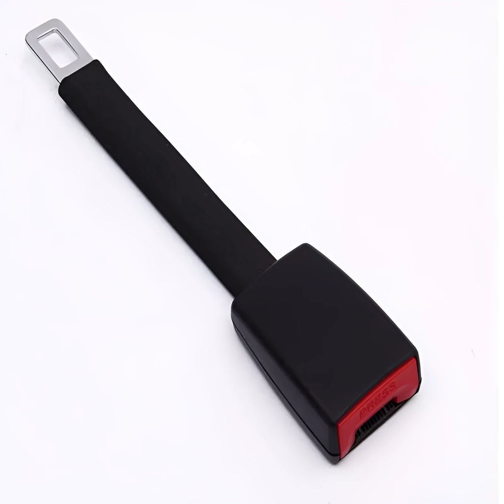 Black car seat belt extender 250mm length model 805 with polyester webbing and steel buckle