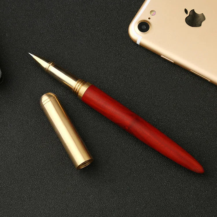 Brass and solid wood signature pen in five wood colour options including ebony and rosewood
