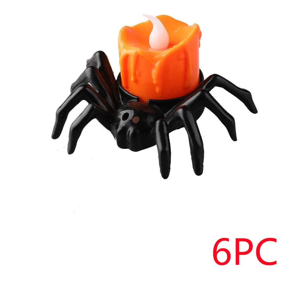 Plastic Halloween spider candlestick ornament with battery compartment