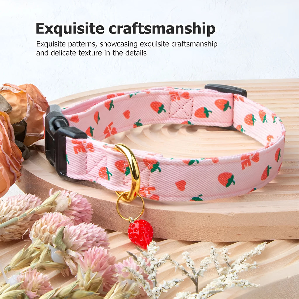 Floral polyester adjustable dog collar for traction in a pink colour, shown on a white background