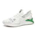 Men's breathable mesh trainers with flying woven upper and rubber plastic sole, white or black, sizes 38-44 EU