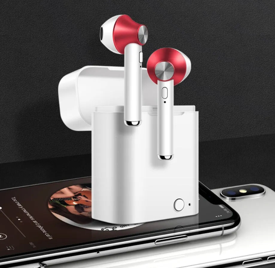 Sports Bluetooth wireless headset with earbuds in black, silver, gold, red or rose gold