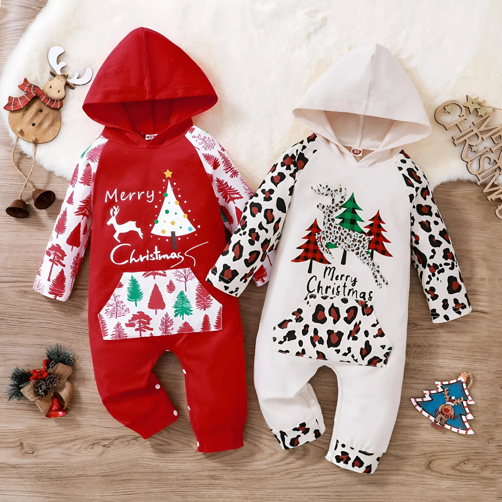Children's cotton hooded long-sleeved climbing one-piece in apricot colour suitable for 60-100cm height