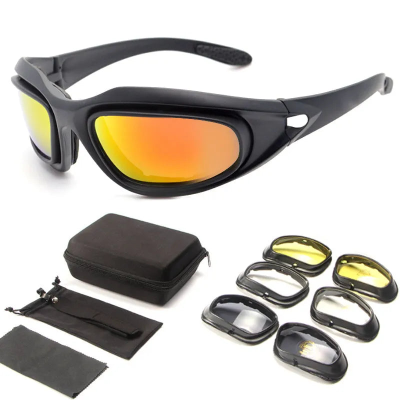 Polarised tactical sunglasses with full-rim PC frame for outdoor cycling and sports activities